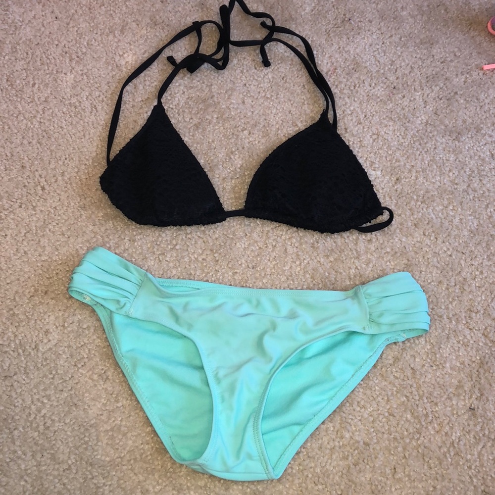 Black and teal bikini